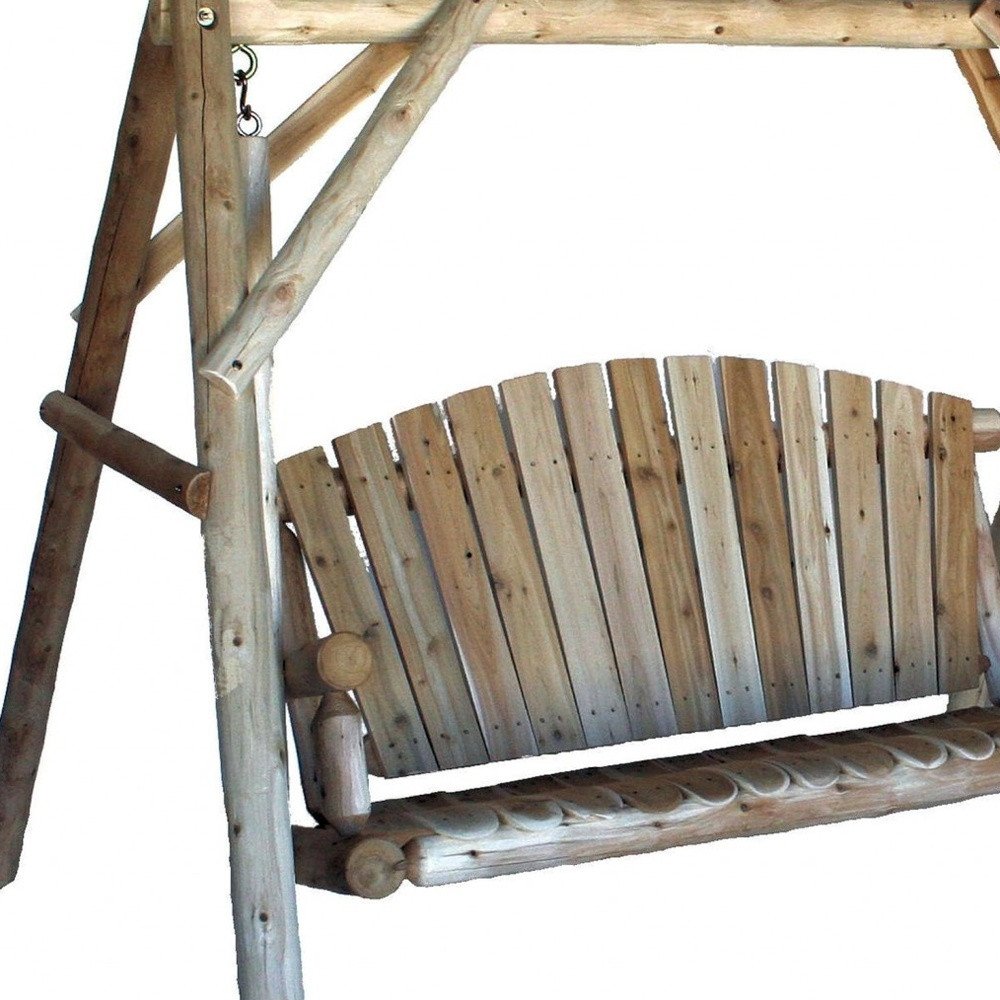 87" Natural Solid Wood Swing Chair