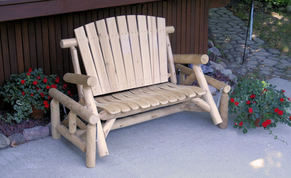 59" Natural Solid Wood Adirondack Chair