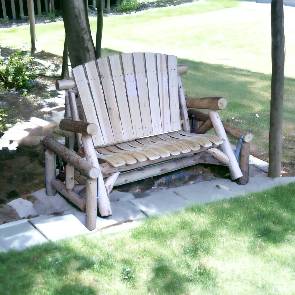 59" Natural Solid Wood Adirondack Chair