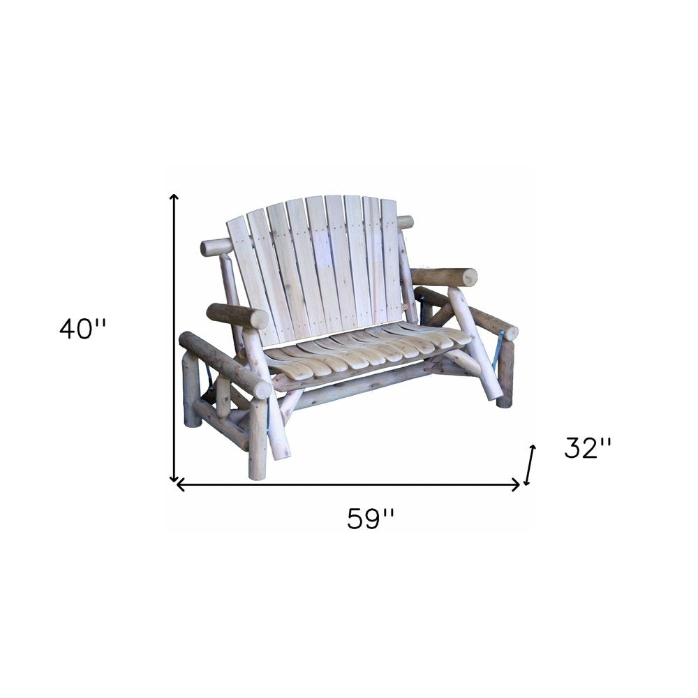 59" Natural Solid Wood Adirondack Chair