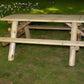 70" Natural Solid Wood Outdoor Picnic Table