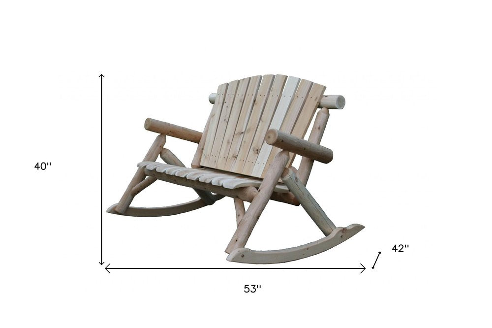 53" X 42" X 40"  Natural Wood Rocking Loveseat