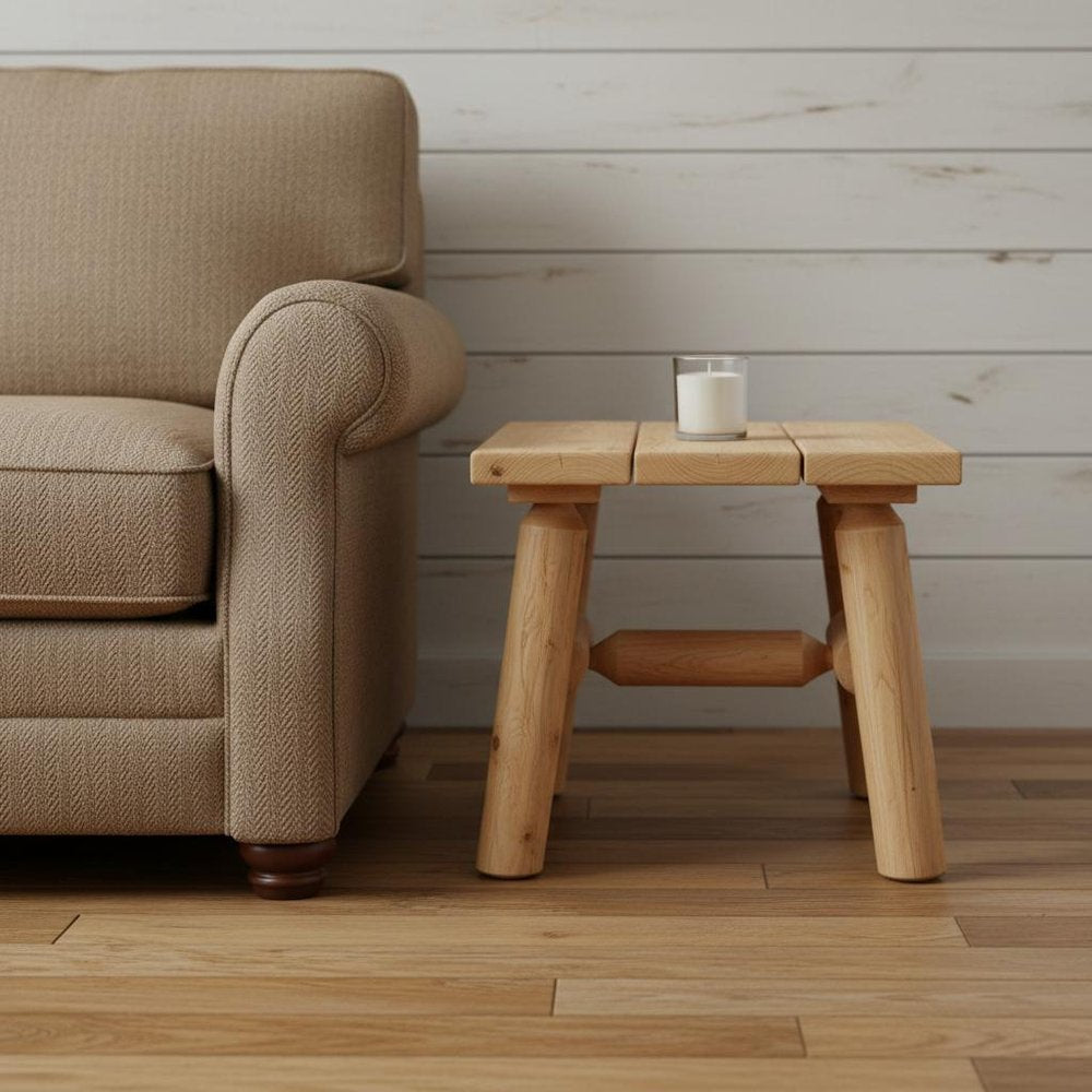 Rustic And Natural Wood End Or Side Table