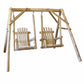 87" X 70" X 65"  Natural Wood Double Chair Swing
