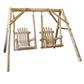 87" X 70" X 65"  Natural Wood Double Chair Swing