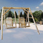 87" X 70" X 65"  Natural Wood Double Chair Swing