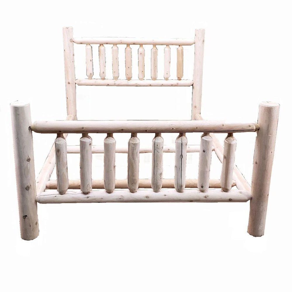 Natural Dark Brown Finish Low Post Cedar Log Twin Bed