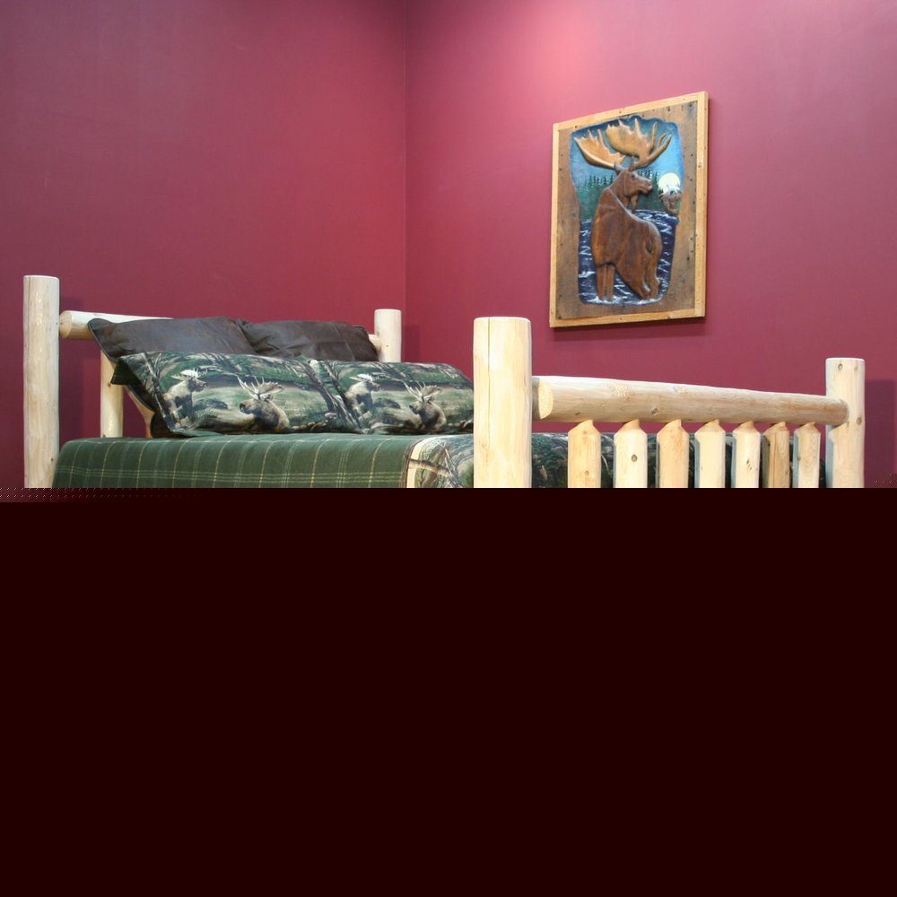 Natural Unfinished Low Post Cedar Log Double Bed