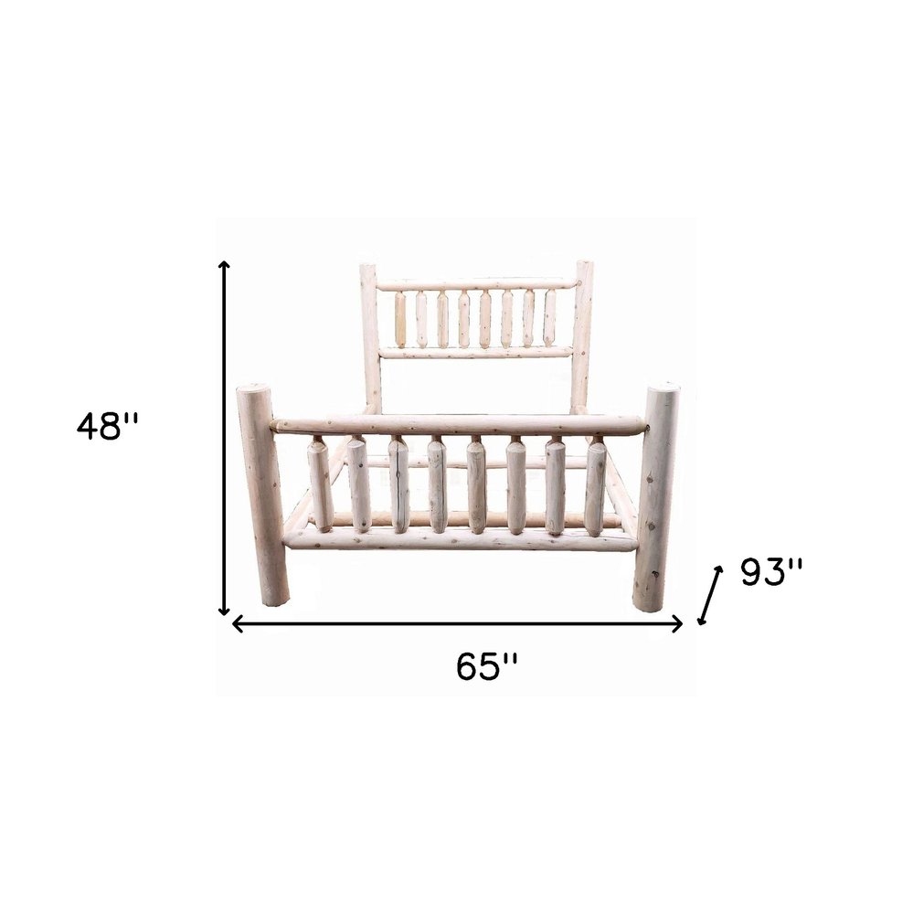 Natural Clear Finish Low Post Cedar Log Queen Bed