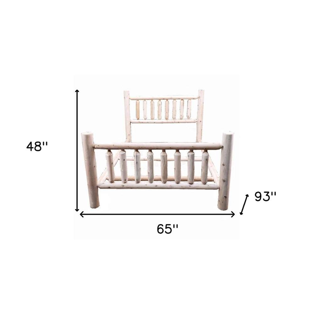 Natural Light Honey Finish Low Post Cedar Log Queen Bed
