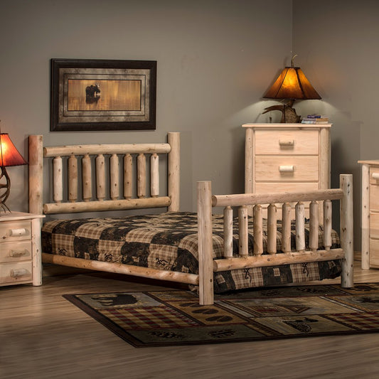 Natural Unfinished Low Post Cedar Log King Bed