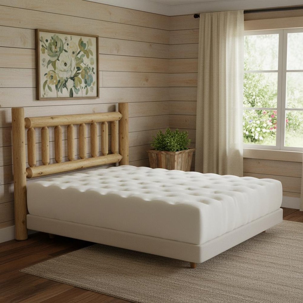 Natural Light Honey Finish Cedar Log Double Headboard