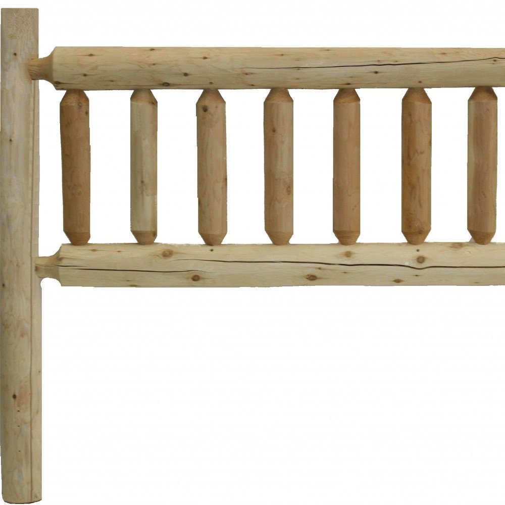 Natural Clear Finish Cedar Log Queen Headboard