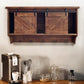 40" Brown Wood Five Hook Shelf With Barn Door Storage