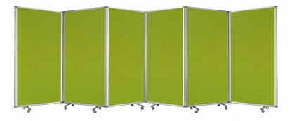 71" Green Iron Folding Six Panel Screen Room Divider