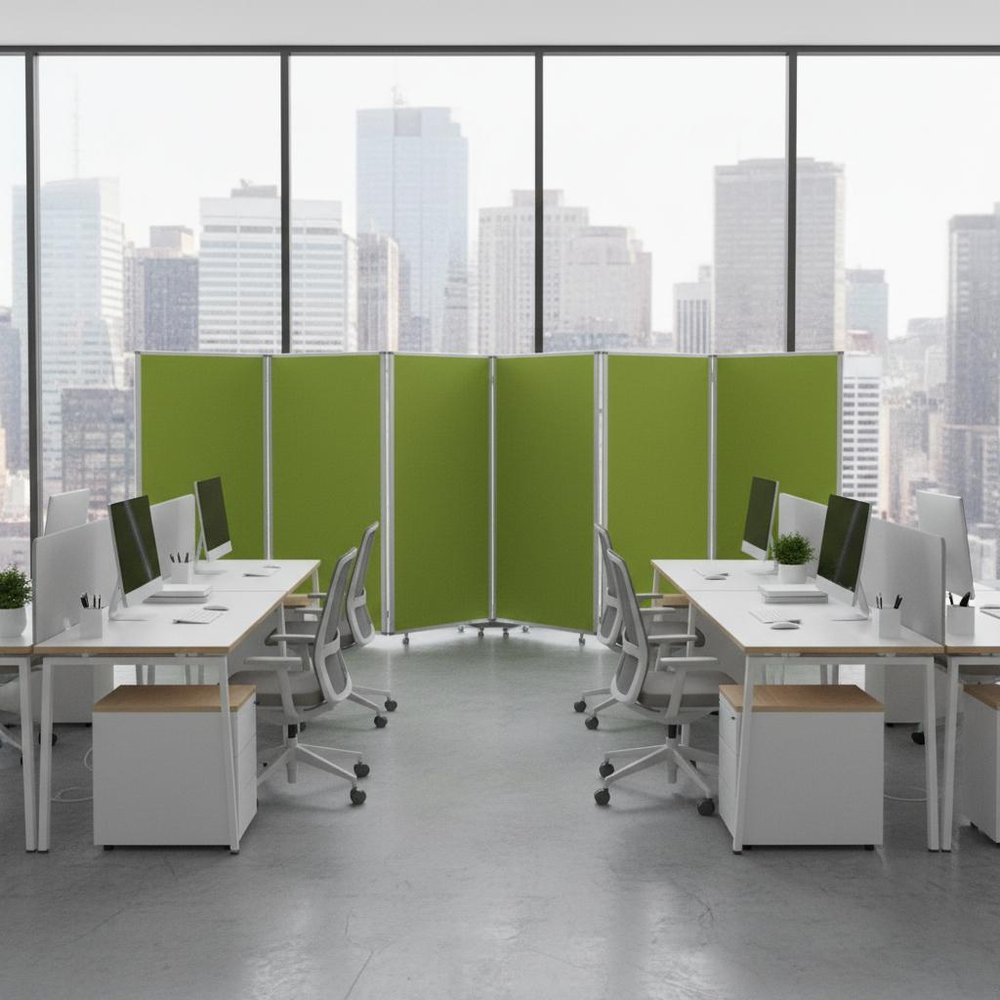71" Green Iron Folding Six Panel Screen Room Divider