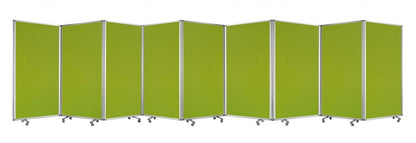 71" Green Iron Folding Nine Panel Screen Room Divider