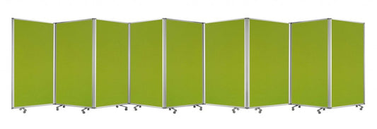 71" Green Iron Folding Nine Panel Screen Room Divider