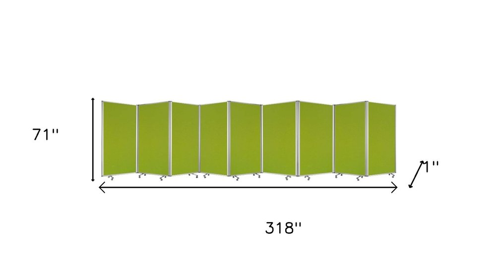 71" Green Iron Folding Nine Panel Screen Room Divider