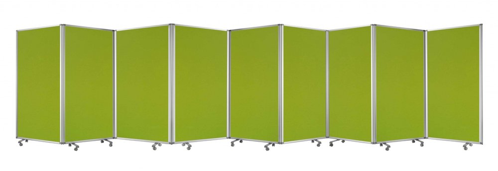 71" Green Iron Folding Nine Panel Screen Room Divider