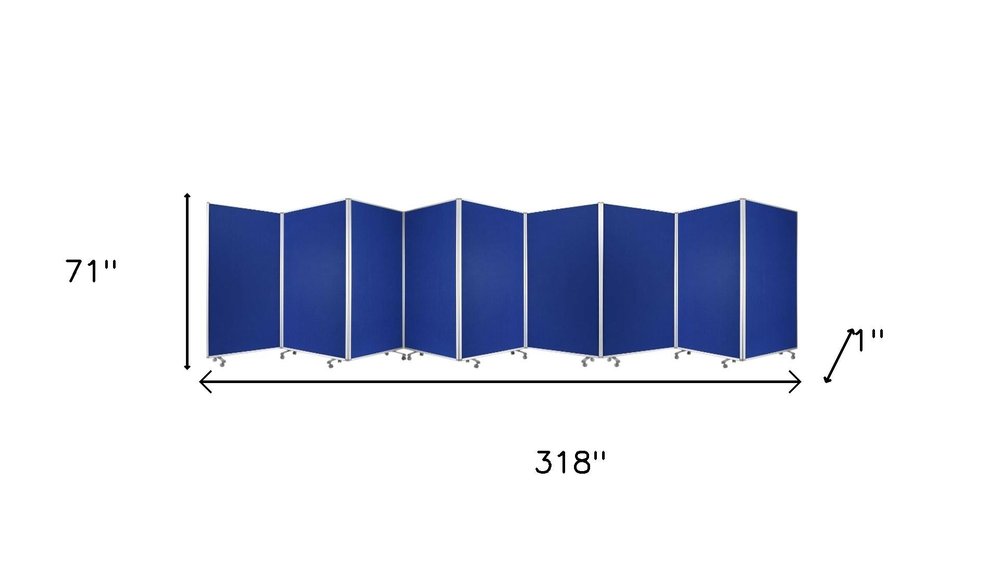 71" Green Iron Folding Nine Panel Screen Room Divider