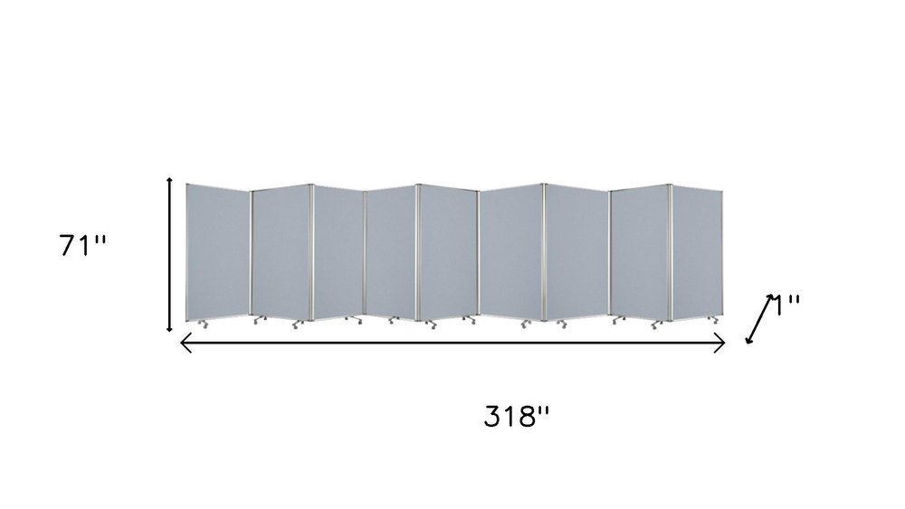 318" X 1" X 71" Green, Metal, 9 Panel, Screen