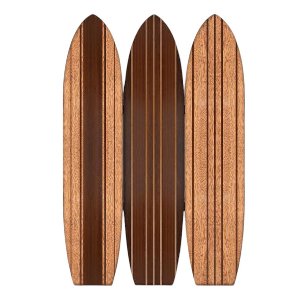 71" Brown Wood Folding Three Panel Screen Room Divider