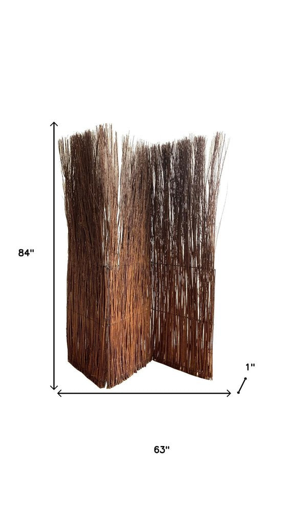 7' Rustic Willow Branch Three Panel Room Divider Screen