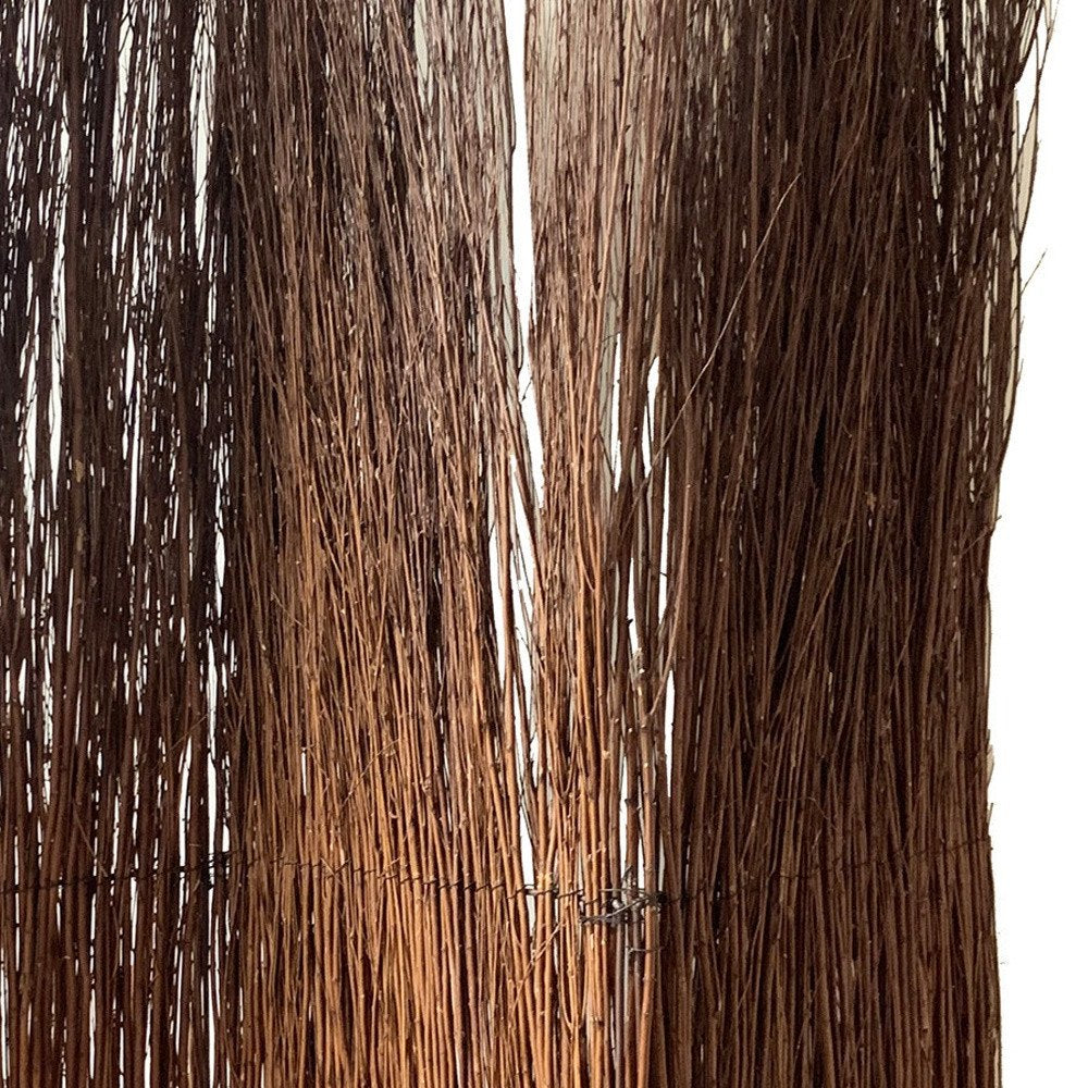 84" Brown Rattan Folding Three Panel Screen Room Divider