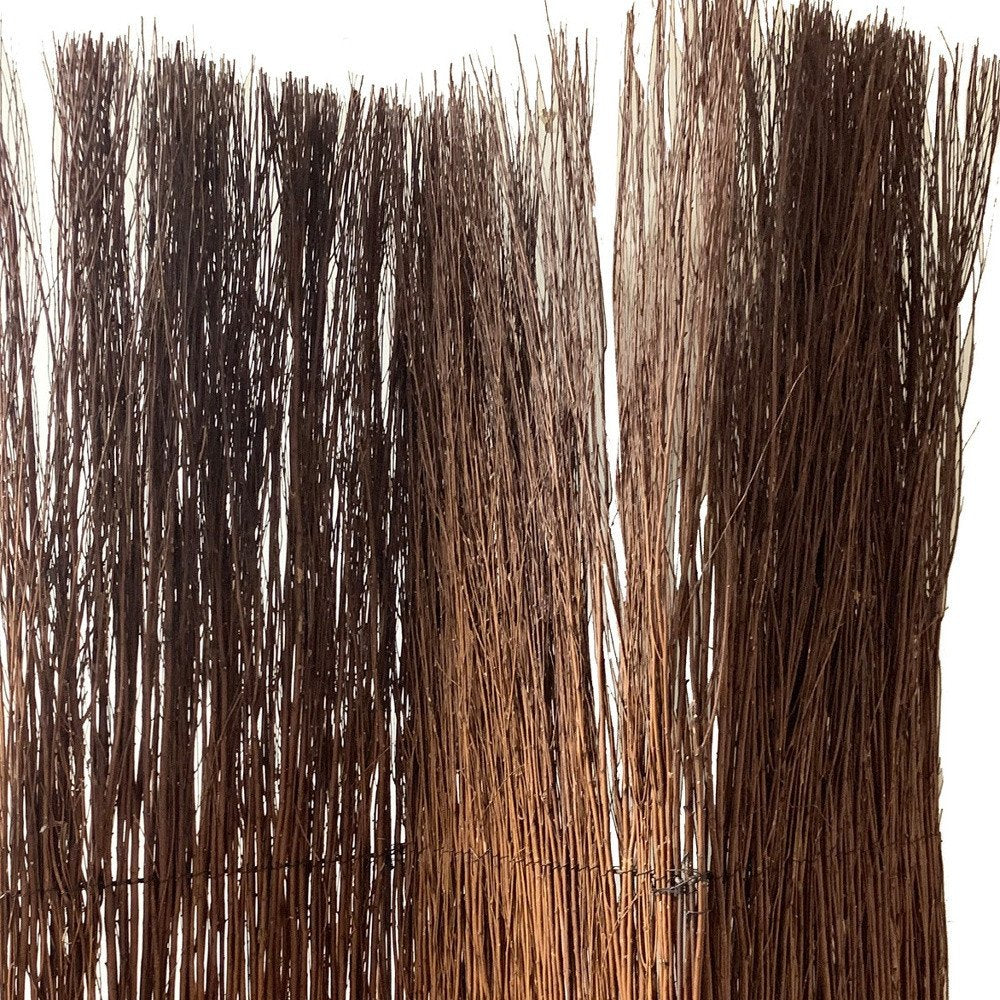 84" Brown Rattan Folding Three Panel Screen Room Divider