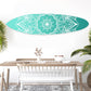 76" X 18" Blue and White Surfboard Floral Medallion Wood Wall Decor