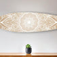76" X 18" Tan and White Surfboard Floral Medallion Wood Hanging Dimensional Sculpture