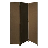 71" Brown Folding Three Panel Screen Room Divider