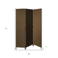 71" Brown Folding Three Panel Screen Room Divider