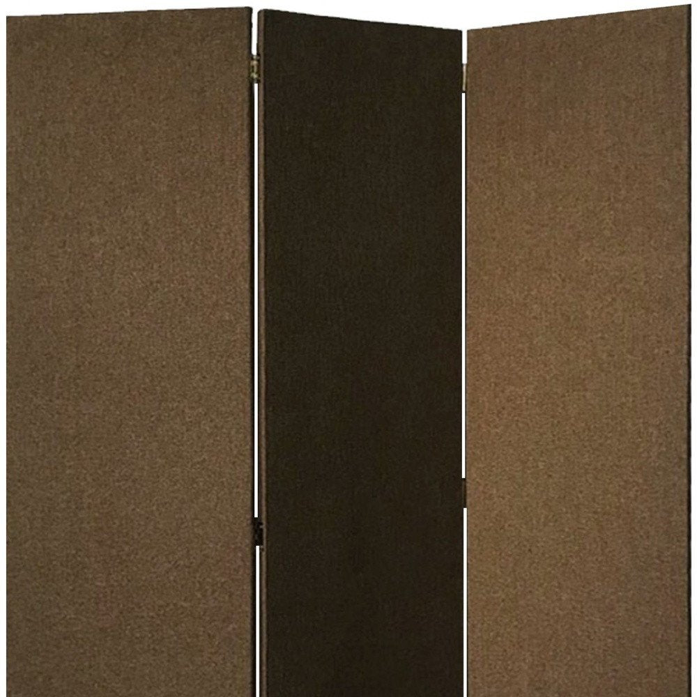 71" Brown Folding Three Panel Screen Room Divider
