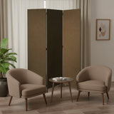 Brown Upholstered 3 Panel Room Divider Screen