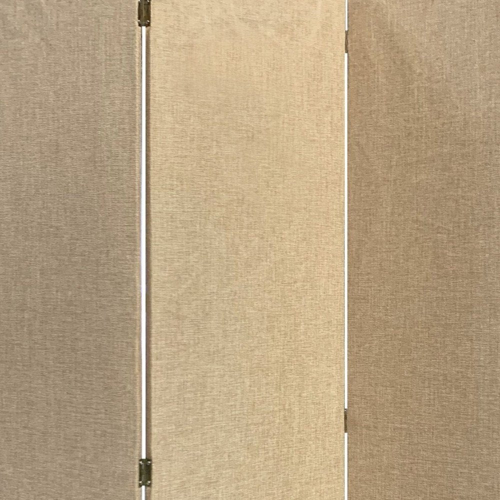 Brown Upholstered 3 Panel Room Divider Screen