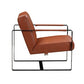 28" Camel And Black Genuine Leather Arm Chair