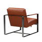 28" Camel And Black Genuine Leather Arm Chair