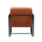 28" Camel And Black Genuine Leather Arm Chair