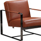 28" Camel And Black Genuine Leather Arm Chair