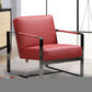 28" Camel And Black Genuine Leather Arm Chair