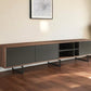 94" Gray Solid and Manufactured Wood Enclosed and Open Storage TV Stand