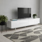 82" White Manufactured And Wood Cabinet Enclosed Storage TV Stand