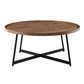 35" Brown and Black Wood And Metal Round Frame Coffee Table