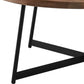 35" Brown and Black Wood And Metal Round Frame Coffee Table