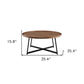35" Brown and Black Wood And Metal Round Frame Coffee Table