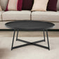 35" Black Wood And Metal Round Frame Coffee Table