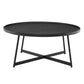 35" Black Wood And Metal Round Frame Coffee Table