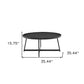 35" Black Wood And Metal Round Frame Coffee Table